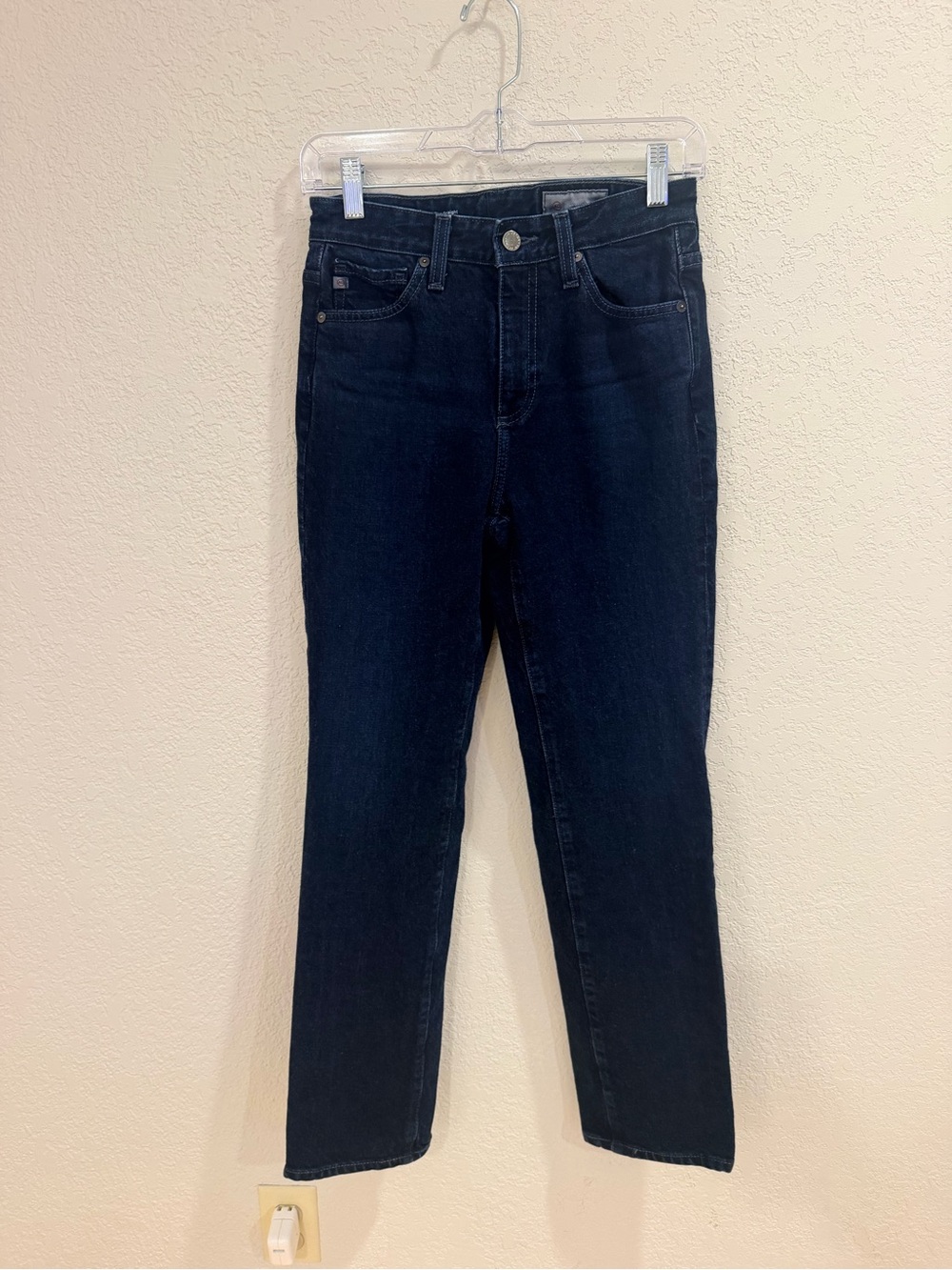 AG Saige High Rise Straight Jeans Dark Indigo Japanese Denim